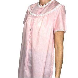 Vintage Pink White Lace Night Gown 46
